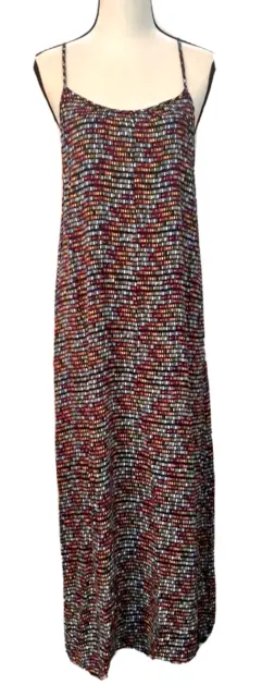 Merona Maxi Dress Size XL Multi color Adjustable Spaghetti Straps 48" Length