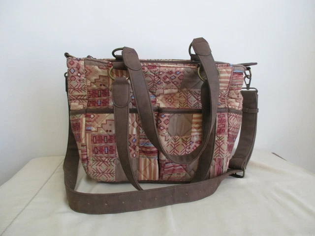 Donna Sharp Kentucky Originals Tan/Multi Patchwork Quilted Tote/Cross Body Purse