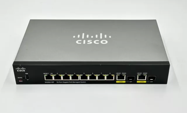 Cisco SG350-10P 10-Port Gigabit PoE Managed Switch - Schwarz