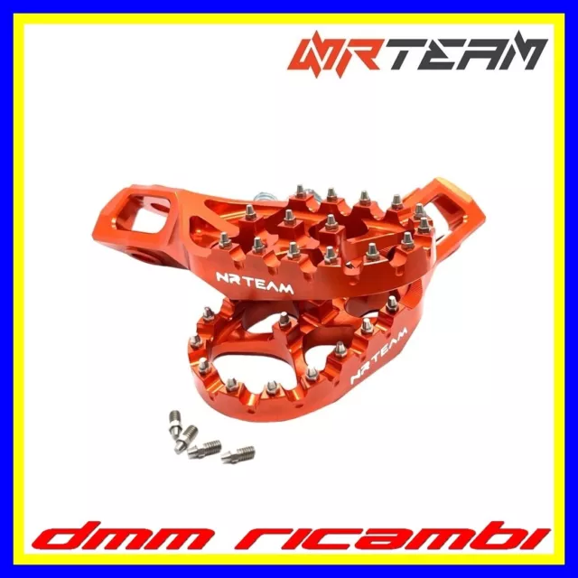 Pedane poggiapiedi ergal maggiorate NRTEAM KTM SX 125 250 300 2023 2024 arancio