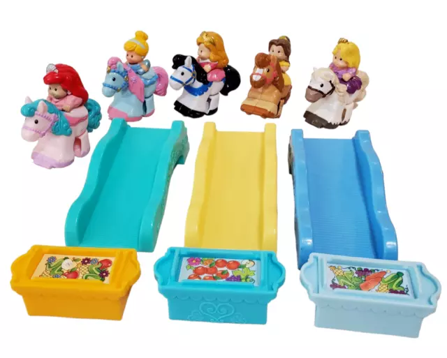 Disney Little People Klip Klop Princess Lot 5 Figures 5 Horses 3 Ramps 3 Troughs