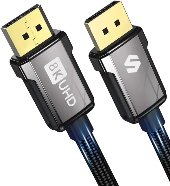 Silkland DisplayPort 2.1 Cable [VESA Certified], DP 2.0 Cable [16K@60Hz,  8K@120Hz, 4K@240Hz 165Hz 144Hz] 80Gbps HDR, HDCP DSC 1.2a, Compatible