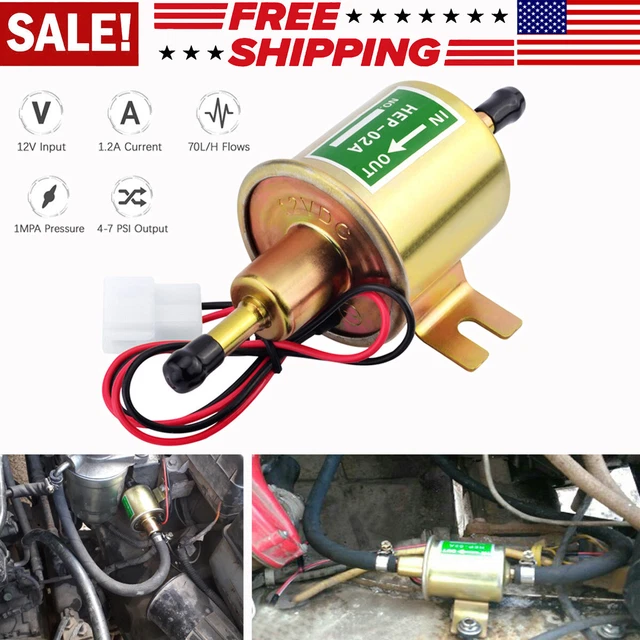 Universal Electric Fuel Pump HEP-02A 4-7PSI 12V Inline Low Pressure Gas Diesel