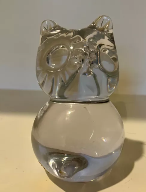 Owl Art Glass Paperweight Mid Century Modern Made in Sweden