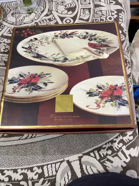 Lenox American Home Collection: Winter Greetings Dessert Set NIB