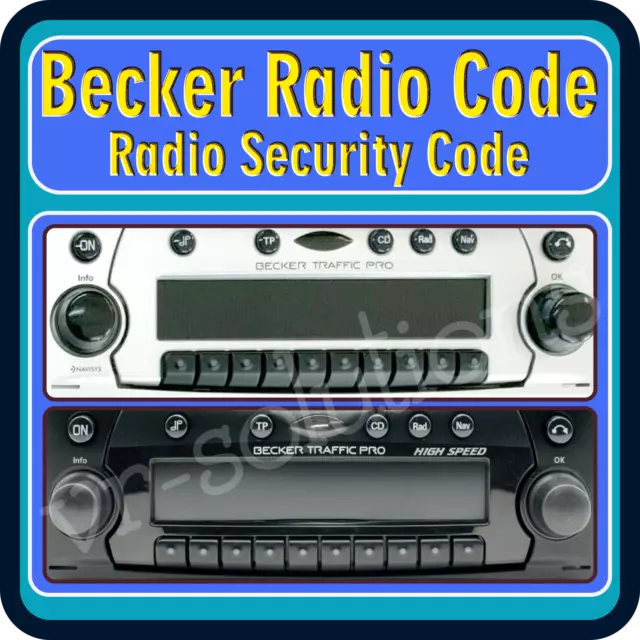 BECKER RADIO UNLOCK Code key BE4724 BE4729 BE4726 BE4725 BE4731 BE4730