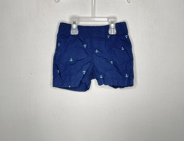 Carters Nautical Shorts Baby Boys Size 9 Months Navy Anchor Elastic Waist
