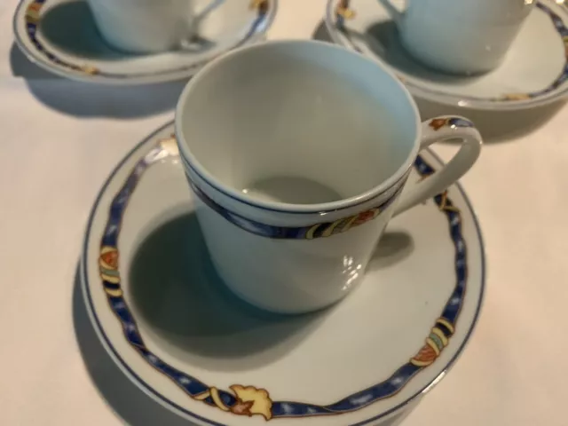6 Tasses Moka Cafe Bernardaud Borghese Ruban Porcelaine De Limoges