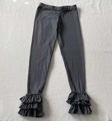 Kpea Boutique Grey Knit Triple Ruffle Leggings Size 10 Y