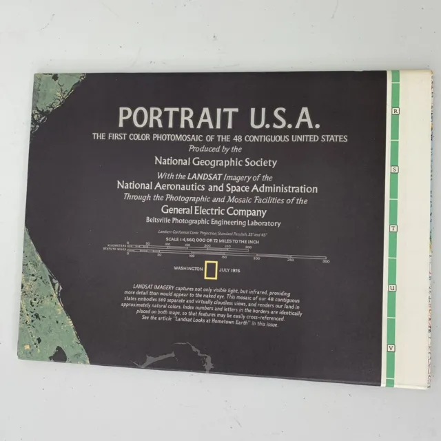 National Geographic LARGE Portrait USA Map/Insert July 1976 Issue 30" by 42"