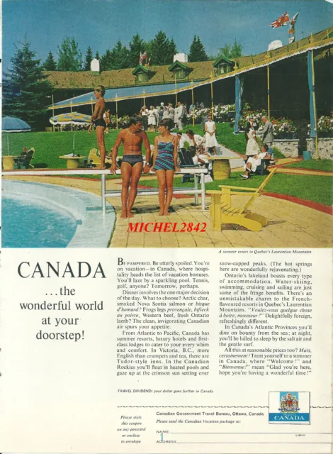 Publicité 1965 Canada Piscine swimming pool maillot de bain