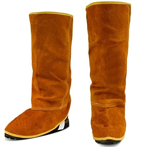 Leather Welding Spats Extra Long - Heat and Abrasion Resistant Welding Boot