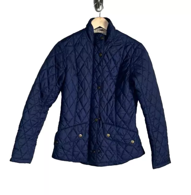 Barbour Women's Blue Quilted Full Zip Flyweight Cavalry Jacket Size 6