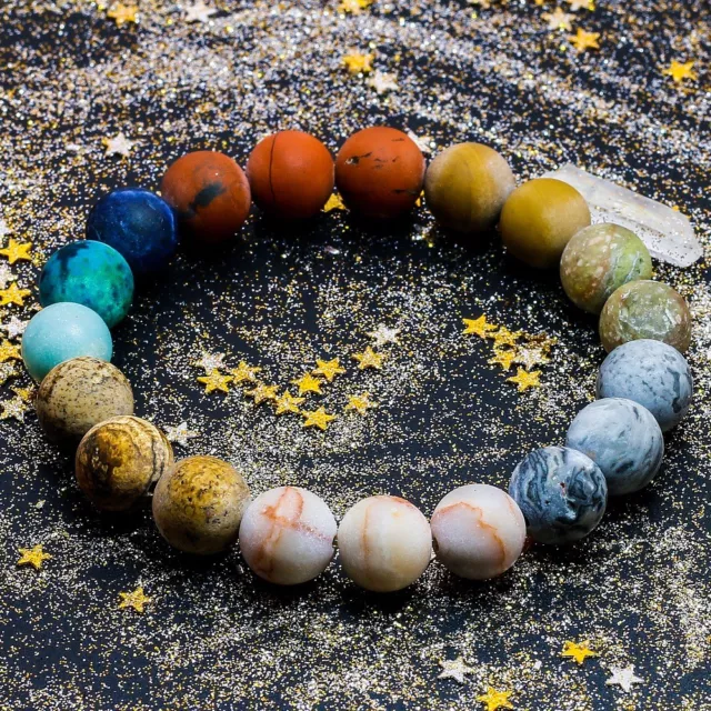 Universe Premium Space Planets Solar System Natural Stone Beads Bracelet Gift