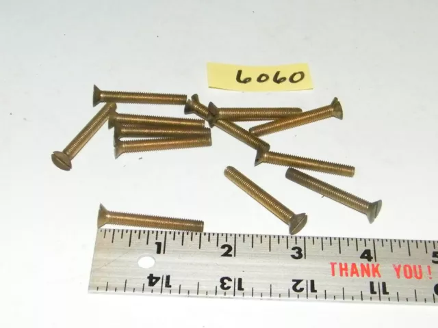10-32 x 1 1/2 Slotted Flat Head Solid Brass Machine Screws Vintage Qty 12