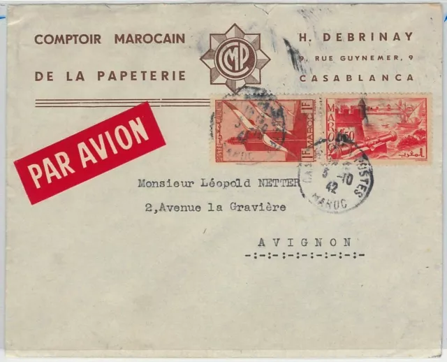 45040 - French  MAROC Morocco -  POSTAL HISTORY - AIRMAIL COVER to FRANCE 1942