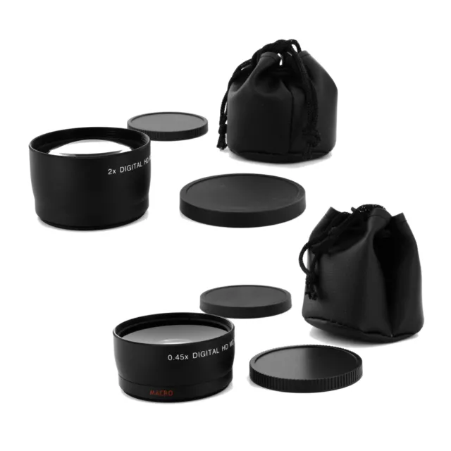 Wide + Tele Lens kit for Canon Eos Digital Rebel T5 6 sl1 XTi w/18-55 STM 40mm