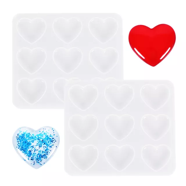 Love Heart Harz Epoxidform Silikonform zum Selbermachen Handwerksprojekte (2er-Pack)