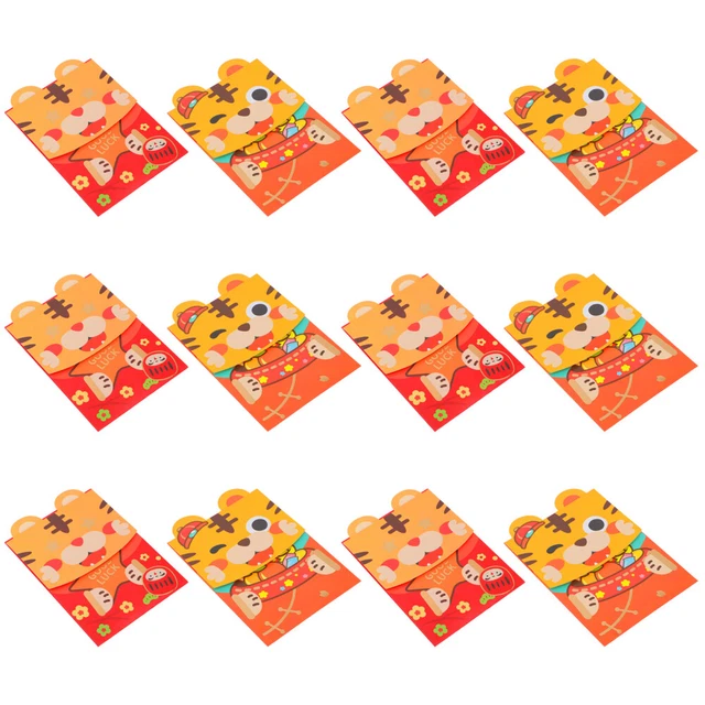 72 PCS Friandises Pour Bas De Noël Enveloppe Rouge Tigre Du Zodiaque