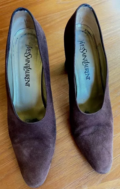 Vintage 70s Yves Saint Laurent Chunky Heels /Suede Leather YSL Shoes