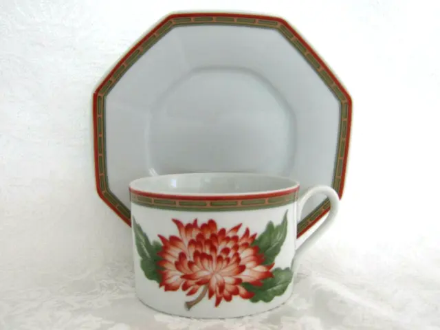Fitz and Floyd Vintage Chrysantheme Never Used 4 Cups and 4 Saucers Set Japan