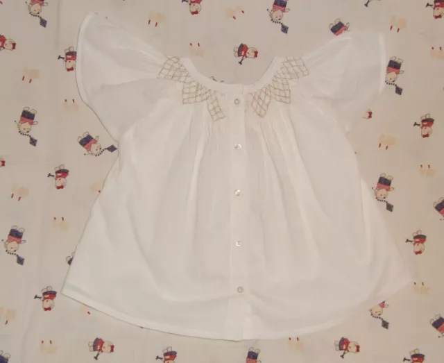 Vêtement bébé fille blouse chemise coton  blanche - Vert Baudet  24 mois 2