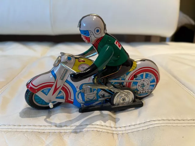 Blechspielzeug - Motorrad grün-weiss, gebraucht