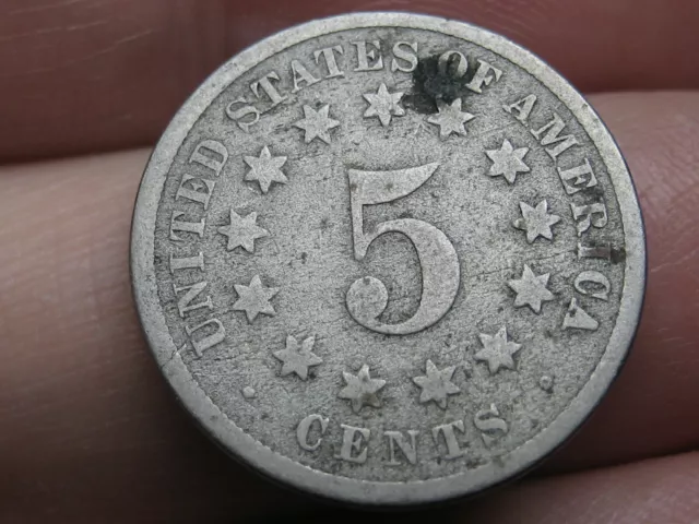 1873 Shield Nickel 5 Cent Piece- Closed 3, Good/VG Details