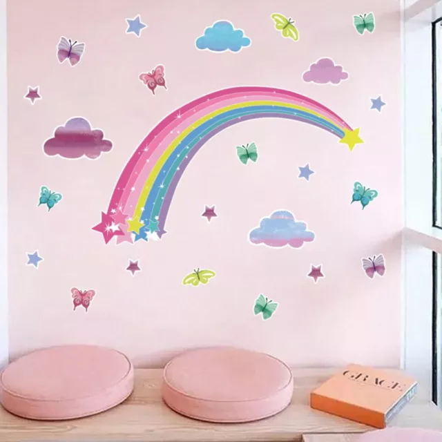 Pegatinas de pared de mariposa arco iris para niños dormitorio Aniaml calcomanía de papel tapiz