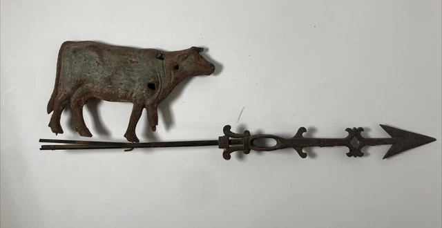 Antique Weathervane Lighting Rod Cow Primitive Folk Art Farm Original