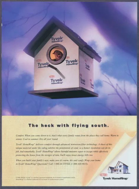 Tyvek HomeWrap Bird in Birdhouse Vintage Magazine Print Ad 2000