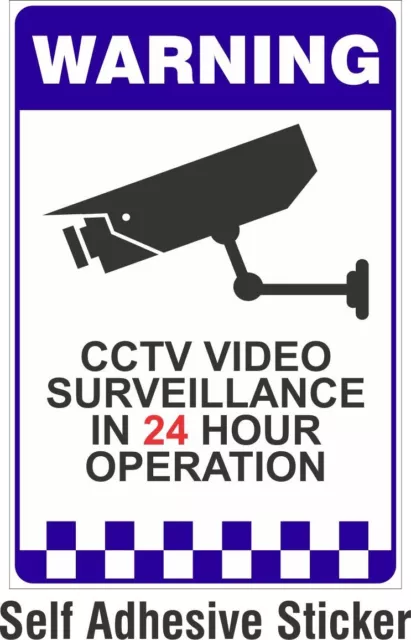 Warning CCTV Security Surveillance Camera Adhesive Sticker Sign 200x300mm