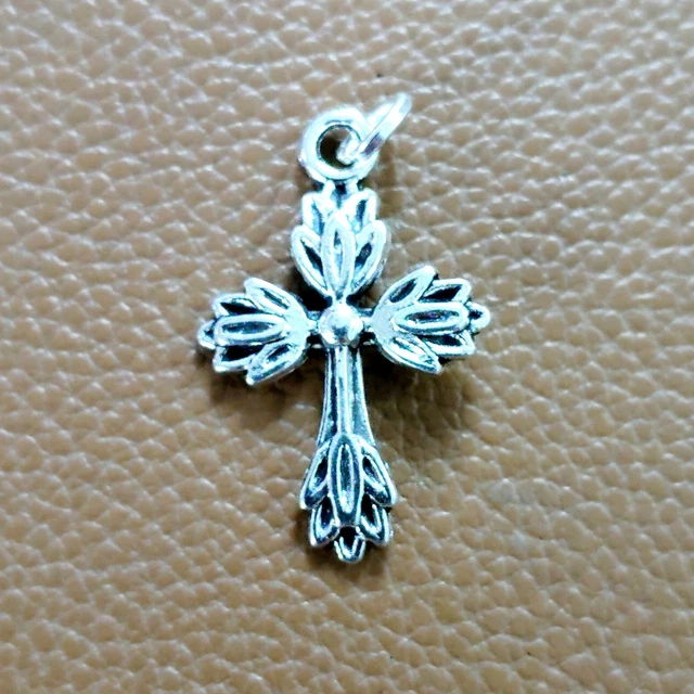 Petite Croix Chrétienne En Acier Inoxydable Avec Strass - Pendentif Discret, Comme Neuf