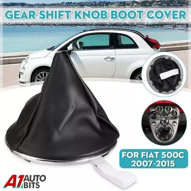 Gear Stick Shift Knob Gaiter Boot Cover PU Leather With Frame For Fiat 500 500C