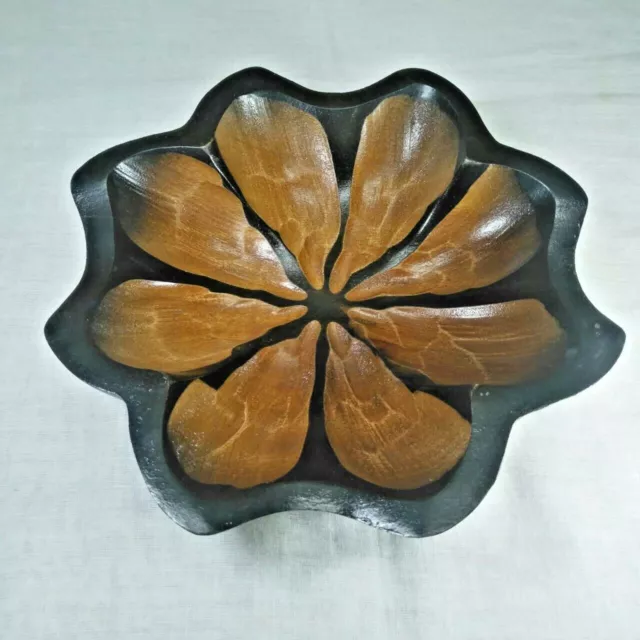 Wooden Bowl Tray Flower Shape Tracery Mango Wood Dinnerware Serving Bowl