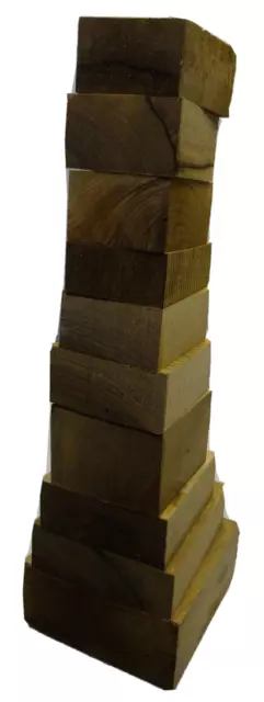 Madera torneada, bloques de madera de nogal 10 piezas; 9,5-19,5 x 4,5-9 cm, número de artículo 100
