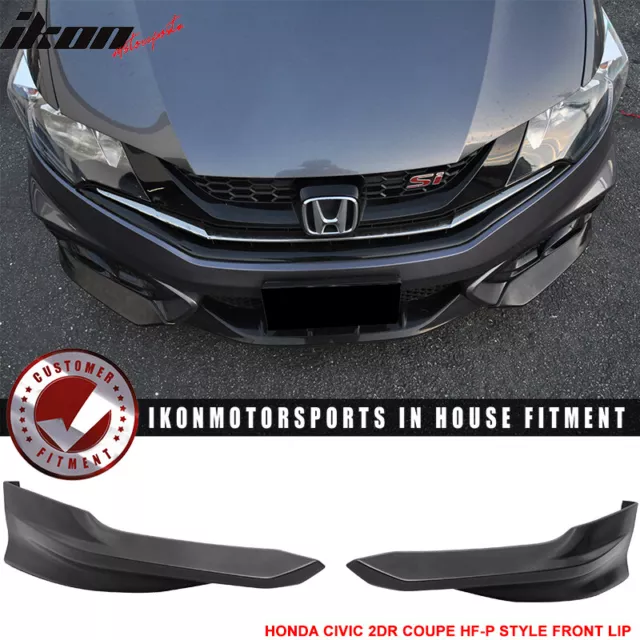 Fits 14-15 Honda Civic Coupe HF-P Front Bumper Lip Side Canards Unpainted PU