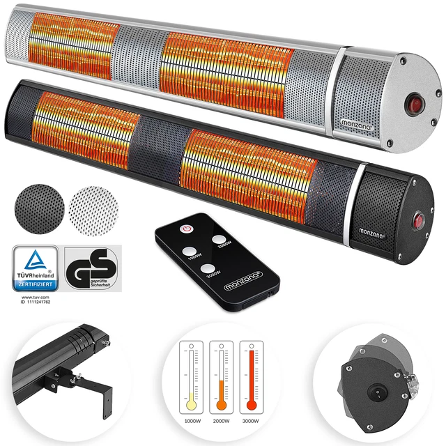 Monzana Heizstrahler Wärmestrahler Infrarotstrahler 3000W Terrassenstrahler