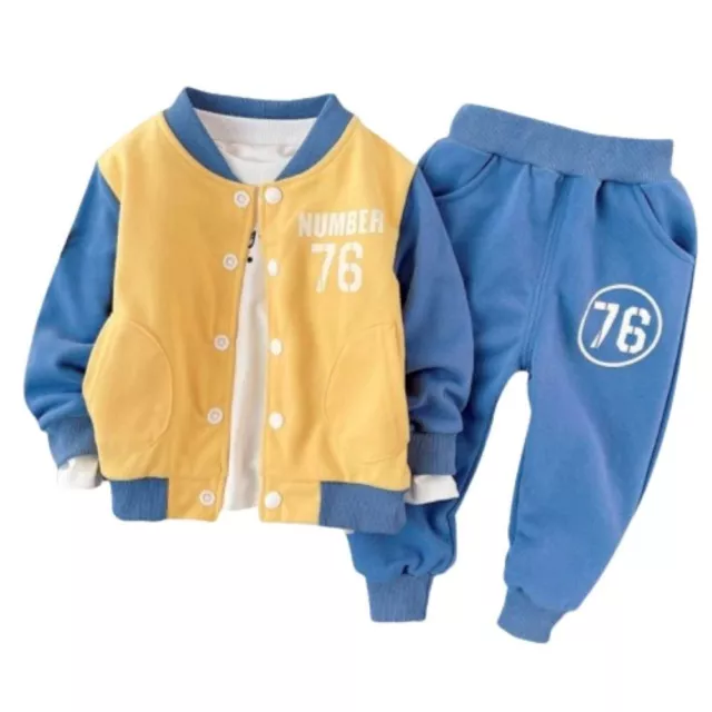 Baby Toddlers Boys Long Sleeved  Shirt+ coat + Pant 3 Pieces Clothing Sets