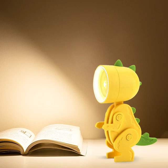Animal Bedroom Lamp Adjustable Desktop Lamp for Room Decor (Dinosaur Yellow) FS2