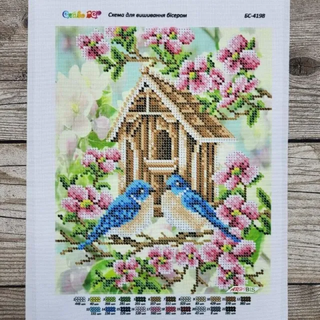 Bead Embroidery Kit Birds DIY Beaded Stitching Bead Needlework bs 4198