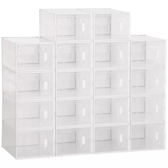 Homcom Guardaroba Modulare Scarpiera Cubi Scarpiera Modulare 16 Cubi in PP,  Bianco e Nero in Plastica, a 6 Ripiani 2 Righe