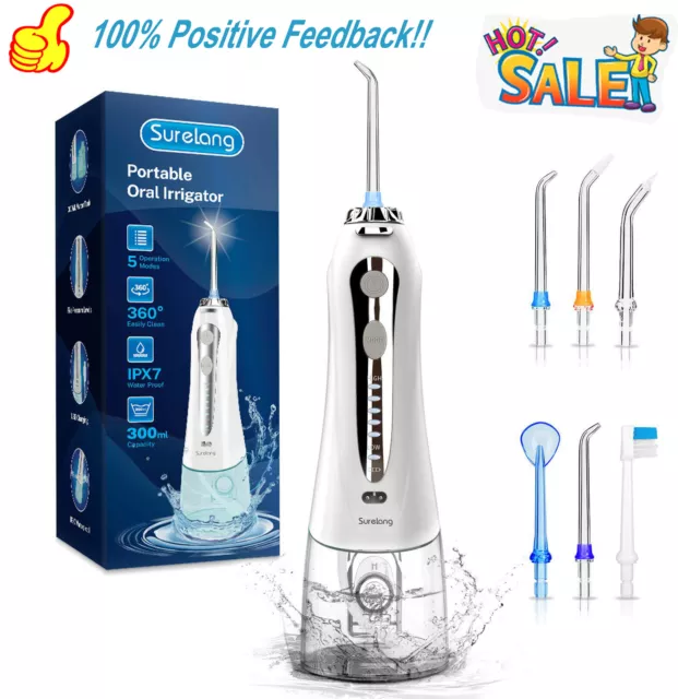 Waterpik Portable cordless Oral Irrigator Water Flosser with 8 Jet Tips 5 Modes