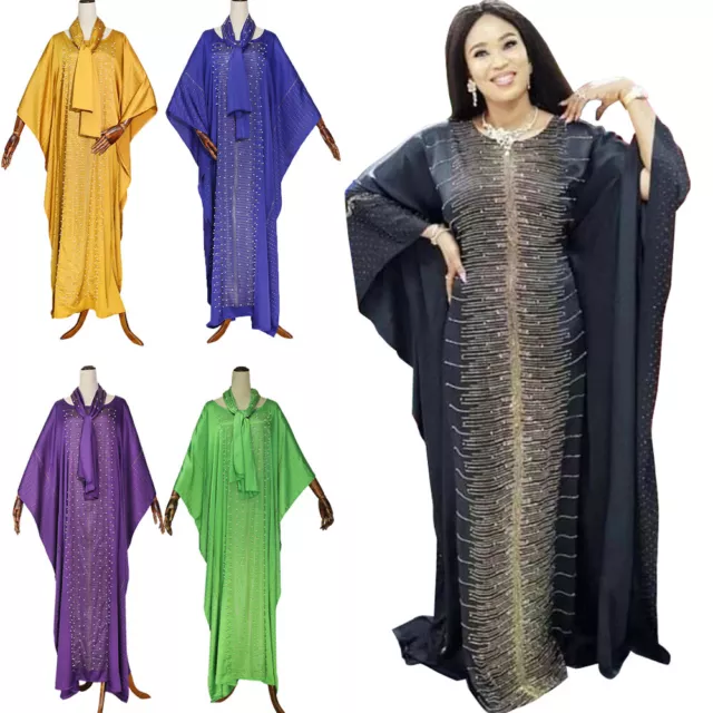 Dubai Women Muslim Abaya African Dashiki Dress Loose Kaftan Moroccan Jilbab Robe