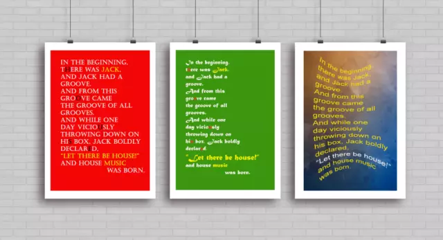 Jack Had A Groove Poster House Music Lyric Print 6 Styles High Quality A3 A4 A5