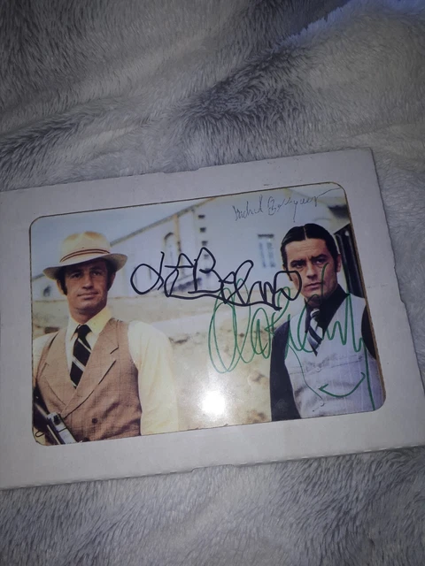 Dédicace - Autographe - Rare carte signée au feutre bleu par Jean-Paul Belmondo - Format 10x15 - RETRO BROC