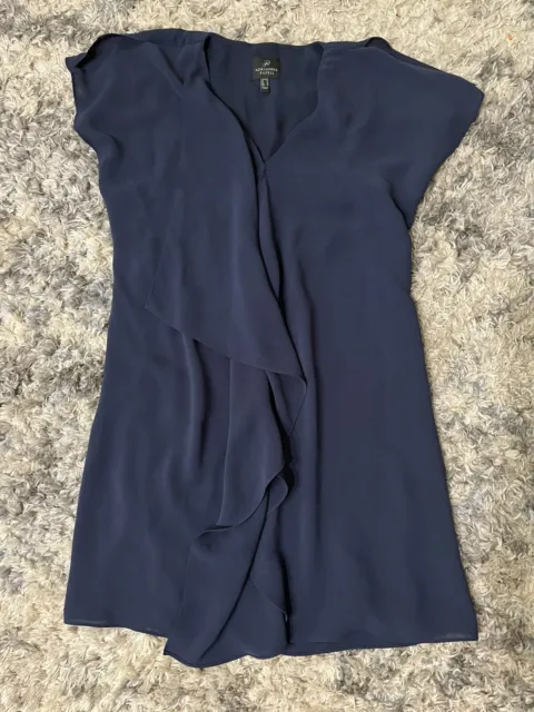 Adrianna Papell Women's Cold Shoulder Asym Drape Dress Navy Blue Size 8 Lined