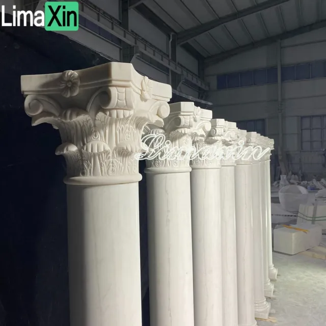 Natural architectural Roman Corinthian white Marble Column Pillar Pedestals 2