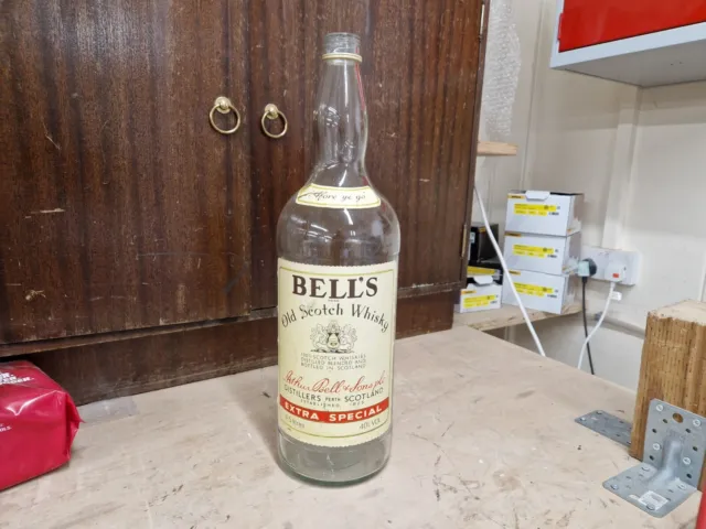 Rare Vintage Bells 4.5 Litre Empty Whisky Embossed Bottle Money Coin Jar Mancave
