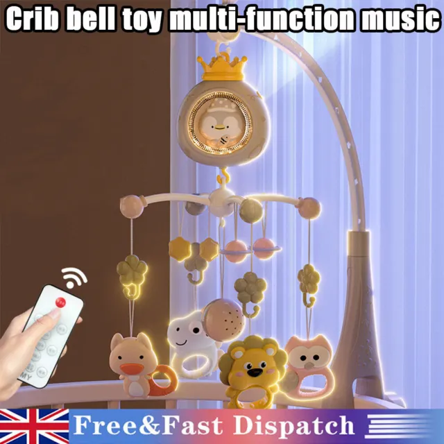 New Remote Control Musical Baby Bed Bell Lighting Rotating Toy Crib Cot Gifts UK